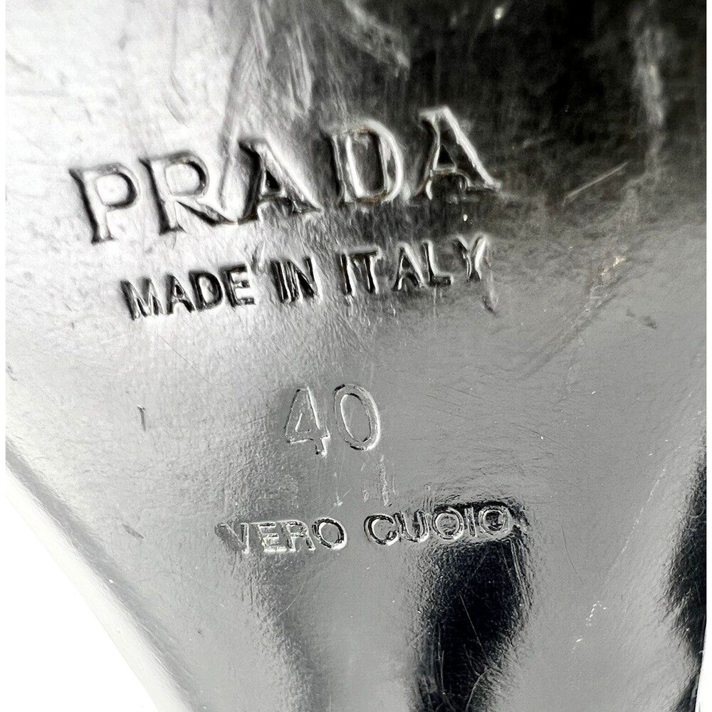 PRADA Vintage Tilted Heel Sandals Black Satin EU: 40 US: 10 Sandal Unique Find - Picture 7 of 11